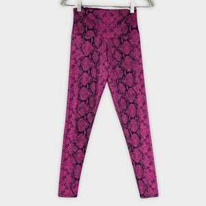 Onzie Womens High Rise Crop Leggings Purple Magenta Python Print size XS